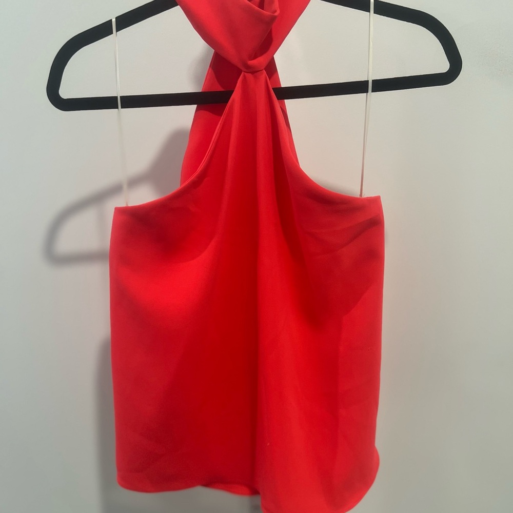 Amanda Uprichard Beckett Halter Solid Red High Neck Tank Top P Revolve Small